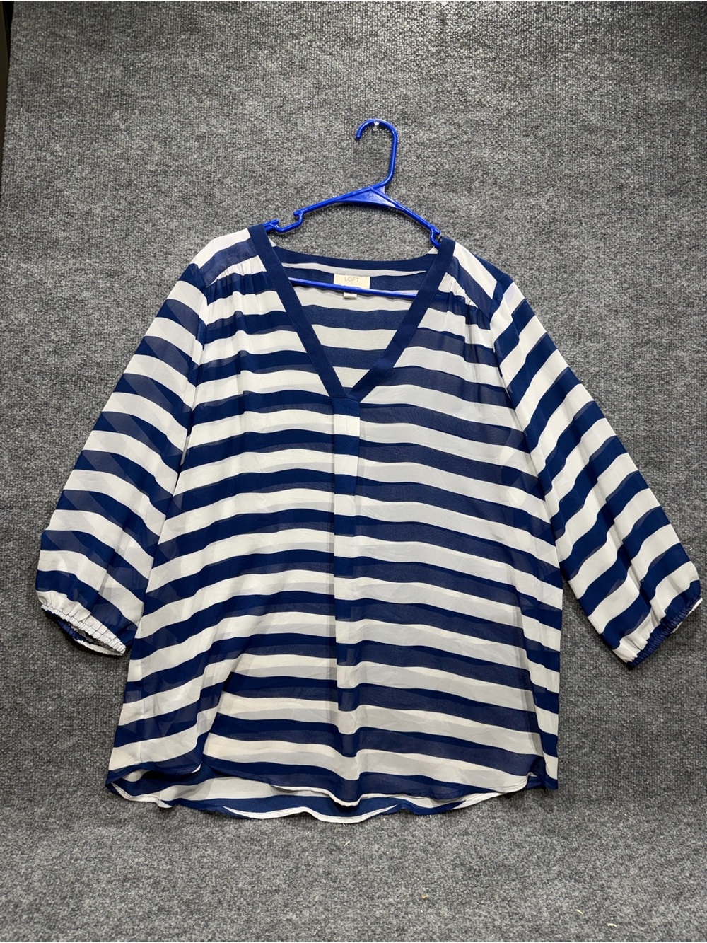 LOFT Navy and White Striped V-Neck Tunic SALE!